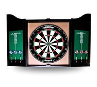 Arrow180 Series Bristle Dartboard Cabinet Set, Natural Sisal Board Official Tournament Specifications, 2 x 18g Steel Darts Sets, Adjustable Number Ring, Black
