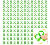 Arrowbash 100 Pcs Mental Health Awareness Fidget Spinners Bulk Acrylic Green Ribbon Fidget Spinners Mental Health Awareness Month Gifts for Women Men Charity Public Social Event Welfare Supplies