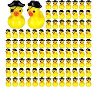 Arrowbash 100 Pcs Mini Resin Pirate Ducks Bulk Tiny Miniature Duck Halloween Duckies Mini Resin Figurine Miniature Figures for Birthday Party Gifts Baby Shower Decoration Garden Landscape Micro Decor