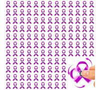 Arrowbash 100 Pcs Purple Awareness Ribbon Fidget Spinners Bulk Acrylic Alzheimer's Disease Awareness Accessories Domestic Violence Pancreatic Cancer Gifts for Society Events Charity Event Party Favors