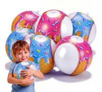 Arrowbash 12 Pack Ice Cream Drip Baseball Beach Balls, 7.87 Inch Vibrant Blue and Pink Sphere Design Pool Toys, Inflatable Water Balls for Beach, Pool Party, Summer Games