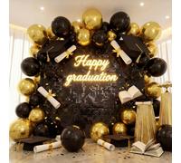 Arrowbash 150 Pcs Giant Metallic Sphere Balloons for Outdoor Lunar New Year Balloons Garland Decor for Chinese New Year Lawn Yard Fence 4d Mirror Sphere Metallic 10'' 15'' 18'' 22'' 32'' (Black Gold)