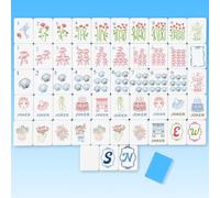 Arrowbash 160 Pcs Mini Mahjong Tiles Set 1.2 Inch Tiles American Mahjong Game with 8 Different Patterns Mah Jong Block Set for Mahjongs Lovers (Light Blue)
