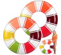 Arrowbash 2 Pcs 47 Inch Colorful Stripes Pool Floats Inflatable Jumbo Swimming Ring Summer Halloween Donut Float Tubes for Adult Size Striped Pool Rings for Beach Hawaii Wedding Party Favors