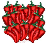 Arrowbash 24 Pcs Chili Pepper Decoration Chili Foil Balloons Decor Pepper Cook off Contest Birthday Party Decoration Fiesta Vegetables BBQ Aluminum Balloons for Mexican Fiesta Party Supplies