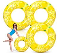 Arrowbash 3 Pcs Large Swim Ring for Adults 39. 37 Inches Pool Inner Tubes Water Ripple Print Ring Pool Tube Float Green Blue White Swim Float for Adults Summer Beach Party Supplies (Lemon)