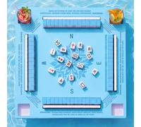Arrowbash 32 x 32 Inch Floating Mahjong Table for Pool Float Mah Jong Board with Drinks Holders for Swimming Pool and Hot Tub Floating Card Games Tray for Dominoes Summer Beach Party Supplies (Blue)