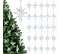 Arrowbash 36 Pcs Christmas Bethlehem Star Ornaments 3.2 x 2'' Acrylic Star of Bethlehem Tree Topper Crystal Clear Hanging Decorations for Xmas Tree Winter Home Decor Holiday