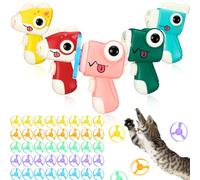 Arrowbash 45 Pcs Cat Fetch Toy with Colorful Flying Propellers Set Cat Interactive Toys Playing Tracking Propeller Toy for Indoor Outdoor Kitten Training Chasing Training Hunting, Dinosaur Style