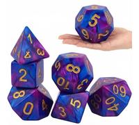 Arrowbash 6 Pcs Jumbo Polyhedra Dice 3.94 Inch Jumbo Foam Polyhedral Dice 6 Set 4, 6, 8, 10, 12 Sides Gifts for Games Teach Numbers Addition Subtraction Probability Learning (Starry Sky Purple)