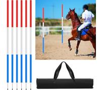 Arrowbash 6 Pcs Pole Bending Poles for Horses with Bag, 6FT Horse Training Agility Poles Adjustable Training Equipment for Dog, Red White Blue
