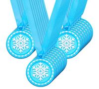 Arrowbash 60 Pcs Snowflake Rubber Medals Bulk 2 Inch Christmas Trophy Award Medals with Ribbon for Christmas Contest Winner Award Prize Gift Party Ornament Favor