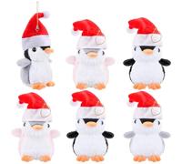 Arrowbash 6pcs Christmas Penguin Ornaments Furry Hanging Penguins Cute Christmas Tree Decoration Flocked Ornaments Penguins Lovers Gifts for Men Women Indoor Home Table Decor