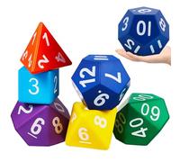 Arrowbash 7 Pcs Jumbo Polyhedra Dice 3.94 Inch Jumbo Foam Polyhedral Dice 7 Set 4, 6, 8, 10, 12, 20 Sides Dice Gifts for Games Teach Numbers Addition Subtraction Probability Learning