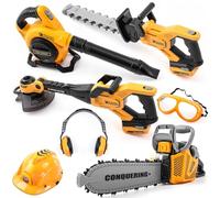 Arrowbash 7 Pcs Toy Leaf Blower Chainsaw Weed Trimmer Hedge Trimmer Set with Safety Goggles, Helmet and Earmuffs Gardening Tool Set Toy Gardening Equipment for Christmas