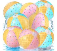 Arrowbash 8 Pack Ice Cream Themed Beach Ball 7.87" Bulk for Summer Pool and Beach Game Gifts Birthday Party Supplies Decorations Favor