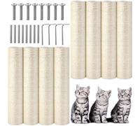 Arrowbash 8 Pcs M8 Cat Scratching Post Replacement 15.7x3.1'' Sisal Pole Cat Tree Climbing Post Replacement with Screw, Refill Scratcher Pole for Indoor Kitten Tree Tower Spare Pet Furniture Protector