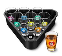 Arrowbash Billiards Shot Glass Set 10 Colorful 1 oz Pool Ball Glasses with Triangle Rack Tray Bar Party Gift Easy to Clean Fun Sports Bar Drinking Gift for Christmas