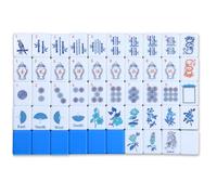 Arrowbash Christmas 160 Pcs Chinoiserie Mahjong Tile Set, 1.2 x 0.8 Inches Melamine Blue Back American Mahjong Only, Travel Ma Jiang Tiles for Adult Classic Board for Family Night