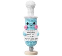 Arrowbash Nurse Gift Pharmacy Crochet Pill Doll Christmas Nurse Practitioner Appreciation Gift Pharmacist Thank You Inspirational Card for Women NP CNA RN LPN Office Decor(Syringe,Blue)