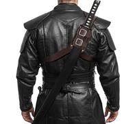 Arrowbash Sword Back Holster Holder Leather Sword Carry Case Shoulder Frog Belt Adjustable Sheath for Hero Halloween Cosplay Anime Costume Medieval Renaissance Warrior Costume(Coffee,Style 2)