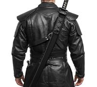 Arrowbash Sword Back Holster Holder Leather Sword Carry Case Shoulder Frog Belt Adjustable Sheath for Hero Halloween Cosplay Anime Costume Medieval Renaissance Warrior Costume(Black,Style 4)