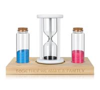 Arrowbash Wedding Unity Sand Ceremony Set Includes 1 Hourglass Sand 1 Wooden Wedding Tray 2 Glass Cylinder 2 Vibrantly Colored Sand Set Sand Ceremony Kit for Wedding Bridal Party Anniversary Keepsake