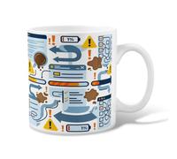 Arrowhead Ceramic Coffee Mug, Modern Abstract Exclamation Battery None Blue Novelty Tea Cup with Handle Ideal for Friends Family Lovers Eldership Senior Co-Worker 11 Oz