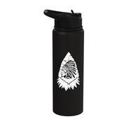 Arrowhead Hunter Native American Indian Chief Indigenous Men Stainless Steel Insulated Water Bottle