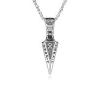 Arrowhead Pendant Necklace Cool Stainless Steel Spear Point Jewelry for Men Pharaoh's Spear Arrow Titanium Steel Necklace Unique Rock Hip Hop Spear Point Arrowhead Pendant Necklace Trendy Domineering