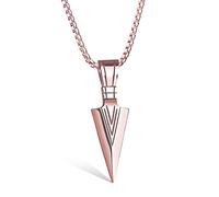 Arrowhead Pendant Necklace Cool Stainless Steel Spear Point Jewelry for Men Pharaoh's Spear Arrow Titanium Steel Necklace Unique Rock Hip Hop Spear Point Arrowhead Pendant Necklace Trendy Domineering