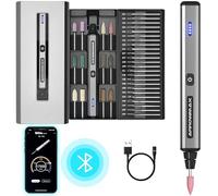 ARROWMAX Cordless Rechargeable Electric Engraving Pen with 36 Bits,Aluminum Case,Bluetooth,APP,Wireless Magnetic Charge,Diamond Tip Etching Tool for DIY, Engraving, Steel, Stone, (SGS MINI)