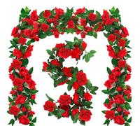Arrowom Kentucky Roses Decorations, 29.6FT Roses Derby Day Party Supplies Fake Flowers Plants, Derby Day Rose Artificial Flower Hanging Rose Home Party Garden Craft Art Backdrop Decorations
