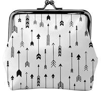 Arrows Black White Women's Leather Coin Purse, Small Change Pouch with Kiss-Lock Clasp Closure Buckle Wallet for Girl Gift