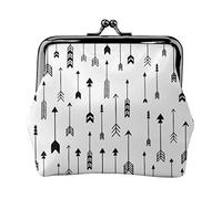 Arrows Black White Women's Leather Coin Purse, Small Change Pouch with Kiss-Lock Clasp Closure Buckle Wallet for Girl Gift