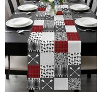 Arrows Zebra Stripes Table Runner 18x72 Inches Long Forest Deer Red Black Buffalo Plaid Cotton Linen Table Runner Burlap Style for Dinner Table Party Decor Tabletop Decorations