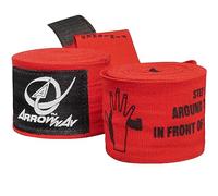 ArrowWay Instructional Hand Wraps w/Printed Directions for Boxing & MMA - 142" Meister Elastic - Red