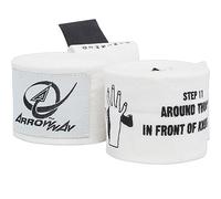 ArrowWay Instructional Hand Wraps w/Printed Directions for Boxing & MMA - 142" Meister Elastic - White
