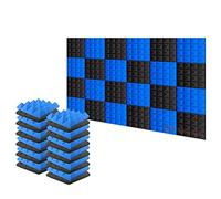 Arrowzoom 24 Acoustic Panels Pyramid Sound Absorbing Acoustic Treatment 25x25x5cm Recording Studio Noise Cancellation 26kg/m3 High Density Acoustical Dampening Fire Retardant 1034 BLACK BLUE