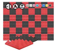 Arrowzoom 48 Acoustic Panels Pyramid Sound Absorbing Acoustic Treatment 25x25x5cm Recording Studio Noise Cancellation 26kg/m3 High Density Acoustical Dampening Fire Retardant 1034 BLACK RED