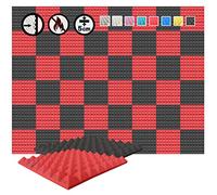 Arrowzoom 48 Acoustic Panels Pyramid Sound Absorbing Acoustic Treatment 50x50x5cm Recording Studio Noise Cancellation 26kg/m3 High Density Acoustical Dampening Fire Retardant 1034 BLACK RED