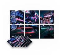 Arrowzoom 6 Felt Wall Art Acoustic Panel Decorative Acoustical Tiles Noise Reduction Recording Studio Durable Home Strong Adhesive DIY Car Street in Japan Cyberpunk Design 60x90cm SD1399