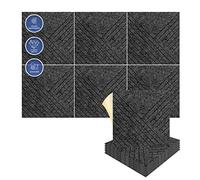Arrowzoom 6 Square Felt Art 3D Polyester Adhesive Panels DIY Crafts Wall Decor Durable textured Peel and Stick Faux Tile Soundproof Decorative Wallpaper Panel Diagonal Design Black 30x30cm SD1390