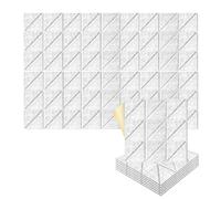 Arrowzoom 6 Square Felt Art 3D Polyester Adhesive Panels DIY Crafts Wall Decor Durable textured Peel and Stick Faux Tile Soundproof Decorative Wallpaper Panel Parallel Design White 30x30cm SD1391