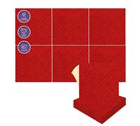Arrowzoom 6 Square Felt Art 3D Polyester Adhesive Panels DIY Crafts Wall Decor Durable textured Peel and Stick Faux Tile Soundproof Decorative Wallpaper Panel Diagonal Design Red 30x30cm SD1390