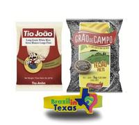 Arroz Branco Brasileiro Tio João 907g | Brazilian White Rice Uncle John + Feijao Preto Brasileiro para feijoada Grao de Campo 1Kg | Brazilian black beans | Brazil in Texas Bundle