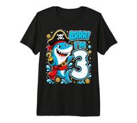 Arrr I'm 3 Pirate Shark Three Year Old 3yr 3rd Birthday Boy Premium T-Shirt