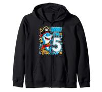 Arrr I'm 5 Pirate Shark Five Year Old 5yr 5th Birthday Boy Zip Hoodie