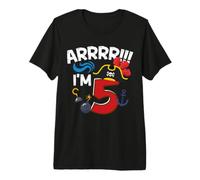 Arrr I'm 5 Year Old Cool Pirate Birthday Boy 5th Bday Pirate Premium T-Shirt