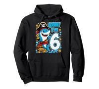 Arrr I'm 6 Pirate Shark Six Year Old 6yr 6th Birthday Boy Pullover Hoodie